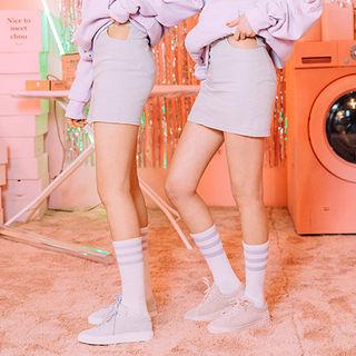 Zip-front Mini Cotton Skirt