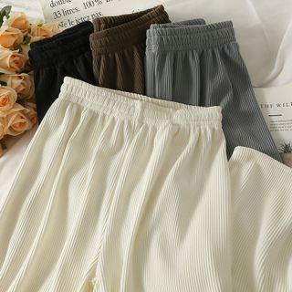 Elastic High-waist Pleated Wide-leg Pants In 5 Colors