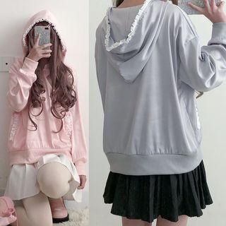 Frill Trim Long-sleeve Hoodie