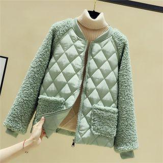 Fleece Panel Quilted Zip-up Jacket