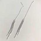 Fringed Drop Earring 1 Pair - 925 Silver Tassel - Silver - One Size