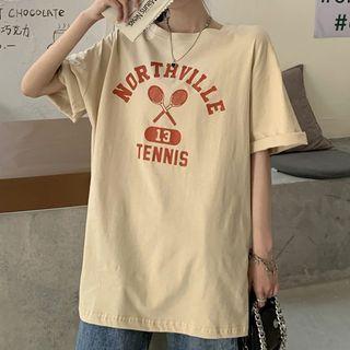Short-sleeve Racket Print T-shirt