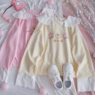 Collared Peach Print Pullover