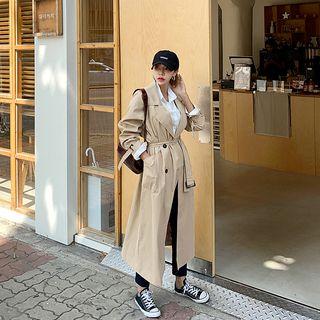 Belted Raglan-sleeve Maxi Trench Coat