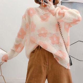 Flower Knit Top Tangerine - One Size