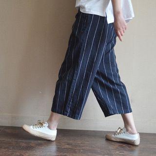 Cropped Wide Leg Striped Pants
