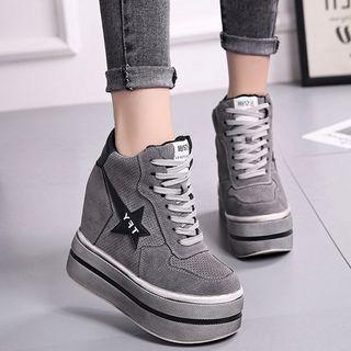 Contrast Star Platform Hidden Wedge Sneakers
