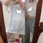 Reflective Butterfly Short-sleeve Long T-shirt / Short-sleeve Cropped T-shirt