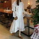 Lace Trim V-neck Dress White - One Size