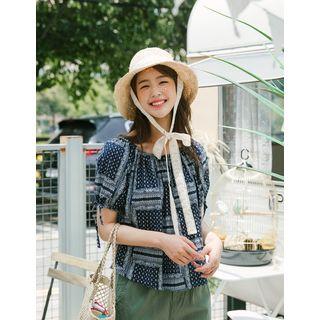 Puff-sleeve Paisley Peasant Blouse