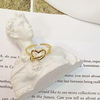 925 Sterling Silver Heart Open Ring K338 - One Size