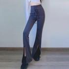 High-waist Slit-front Lace-up Pants
