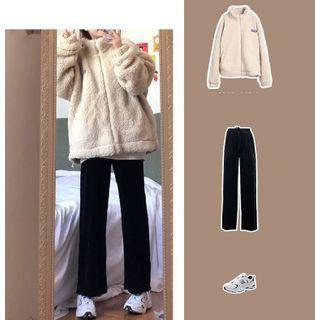 Fleece Zip Jacket / Wide-leg Pants