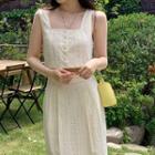 Eyelet-lace Sleeveless Belly Top Cream - One Size