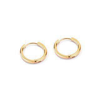 Simple Personality Plated Gold Geometric Round 316l Stainless Steel Stud Earrings 10mm Golden - One Size
