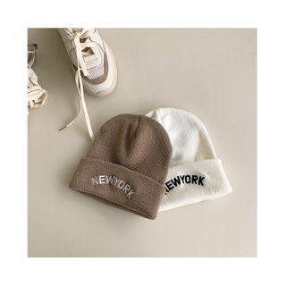 New York Embroidered Knit Beanie