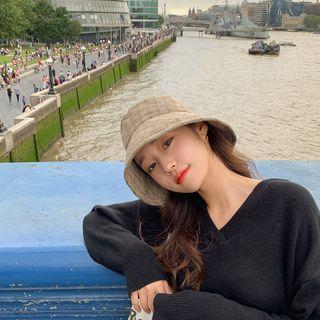 Glen Plaid Bucket Hat Beige - One Size