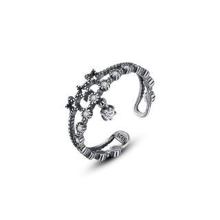 925 Sterling Silver Fashion Simple Star Cubic Zirconia Adjustable Open Ring Silver - One Size