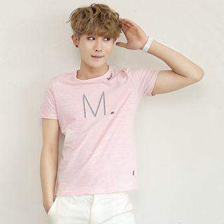 Letter Applique Short Sleeve T-shirt