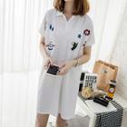Embroidered Short Sleeve Polo Dress
