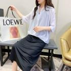 Set: Batwing-sleeve Blouse + Midi A-line Tank Dress