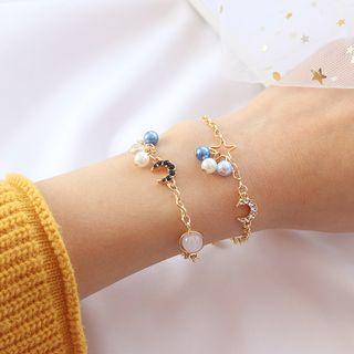 Faux Crystal Rhinestone Moon Bracelet