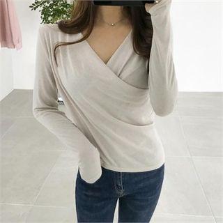 Shirred Slim-fit Wrap Top