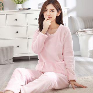 Loungewear Set: Star Coral Fleece Pullover + Pants