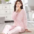 Loungewear Set: Star Coral Fleece Pullover + Pants