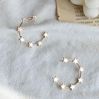 Star Earring 1 Pair - S925 Silver Needle - Gold - One Size