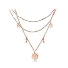 Fashion Plated Rose Gold 316l Stainless Steel Sun Star Moon Multilayer Necklace Rose Gold - One Size