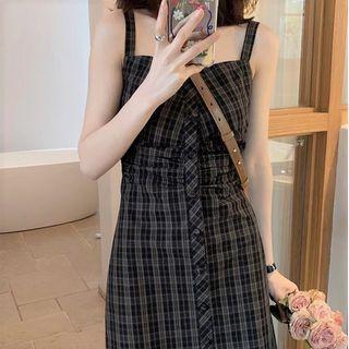Wide Strap Plaid A-line Dress (various Designs)