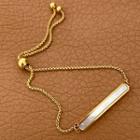 Bar Shell Stainless Steel Bracelet E463 - Gold & White - One Size