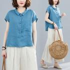 Short-sleeve Buttoned Buttoned Blouse