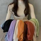 Long-sleeve Plain Mock-neck Sweater