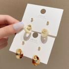 2 Pair Set: Alloy Stud Earring + Acrylic Dangle Earring