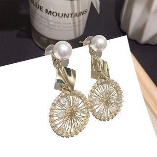 Faux Pearl & Dreamcatcher Drop Earring 1 Pair - Gold - One Size