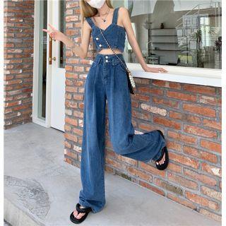 Denim Camisole Top / Wide-leg Jeans