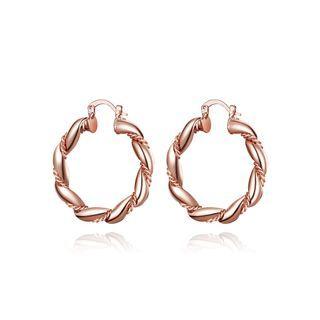 Elegant Plated Rose Gold Round Earrings Rose Gold - One Size