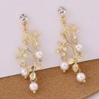 925 Sterling Silver Faux Pearl Branches Drop Earring