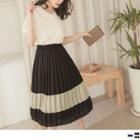 Two Tone Pleated A-line Skirt