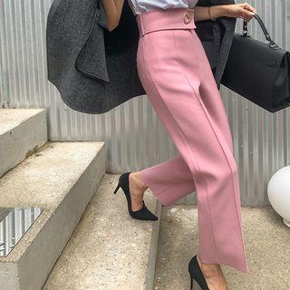 Belted Woolen Wide Dress Pants