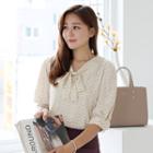 V-neck Tie-front Dotted Top