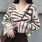 Zebra Print Sweater White & Black - One Size