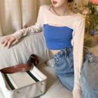 Plain Camisole Top / Long-sleeve Sheer Cropped Top