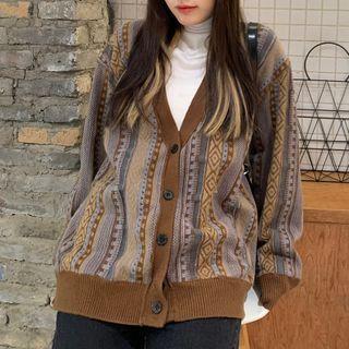 Striped Cardigan Coffee - One Size