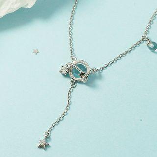 Planet Rhinestone Faux Crystal Pendant Necklace Necklace - Silver - One Size