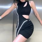 Mock Two-piece Cutout Mini Bodycon Tank Dress