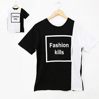 Short-sleeve Printed Paneled T-shirt