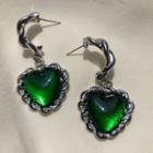 Faux Gemstone Heart Pendant Necklace 1 Pair - Stud Earring - As Shown In Figure - One Size